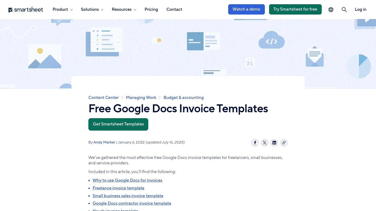 Smartsheet – Free Google Docs Invoice Templates