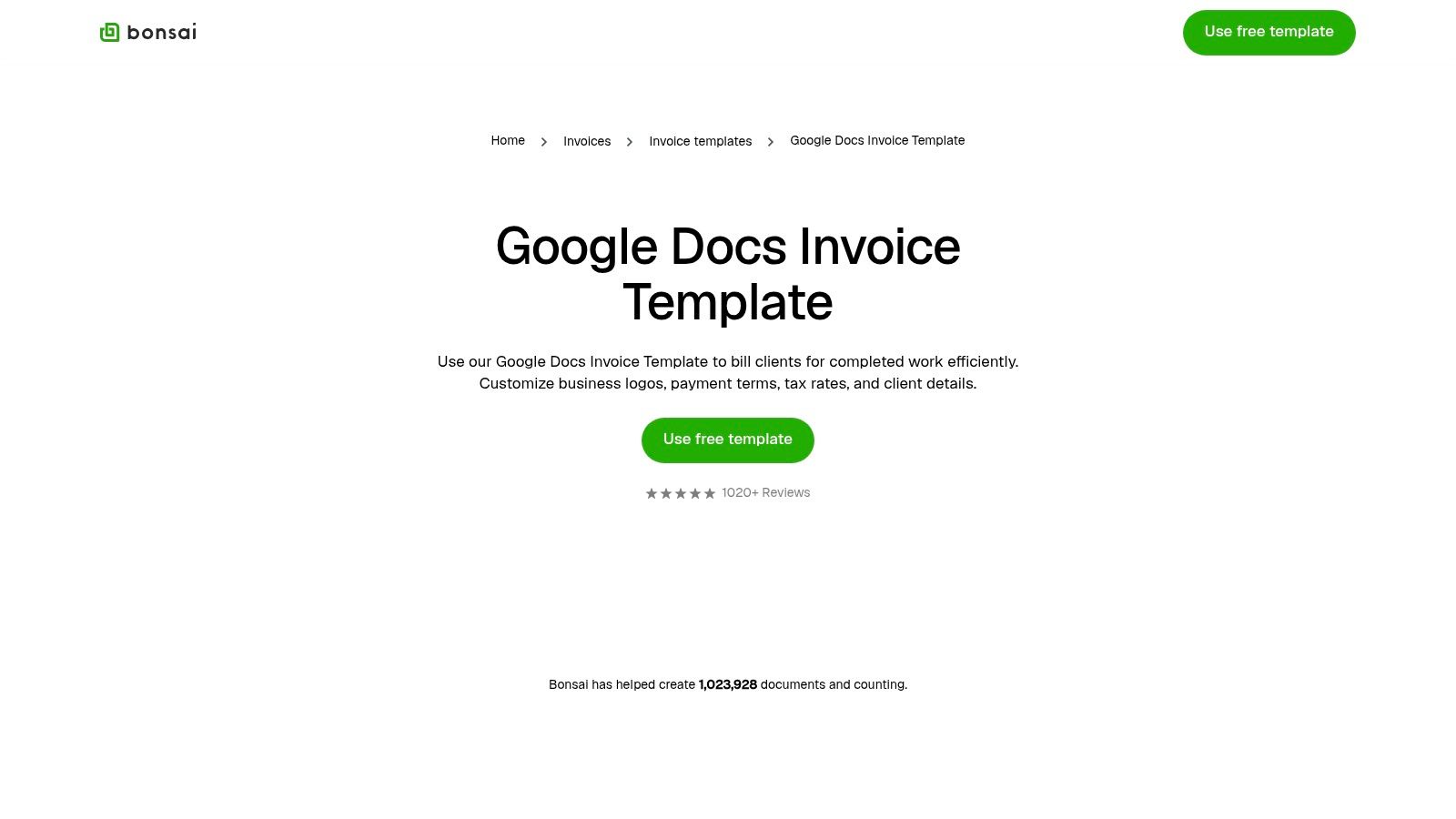 Bonsai (HelloBonsai) – Google Docs Invoice Template