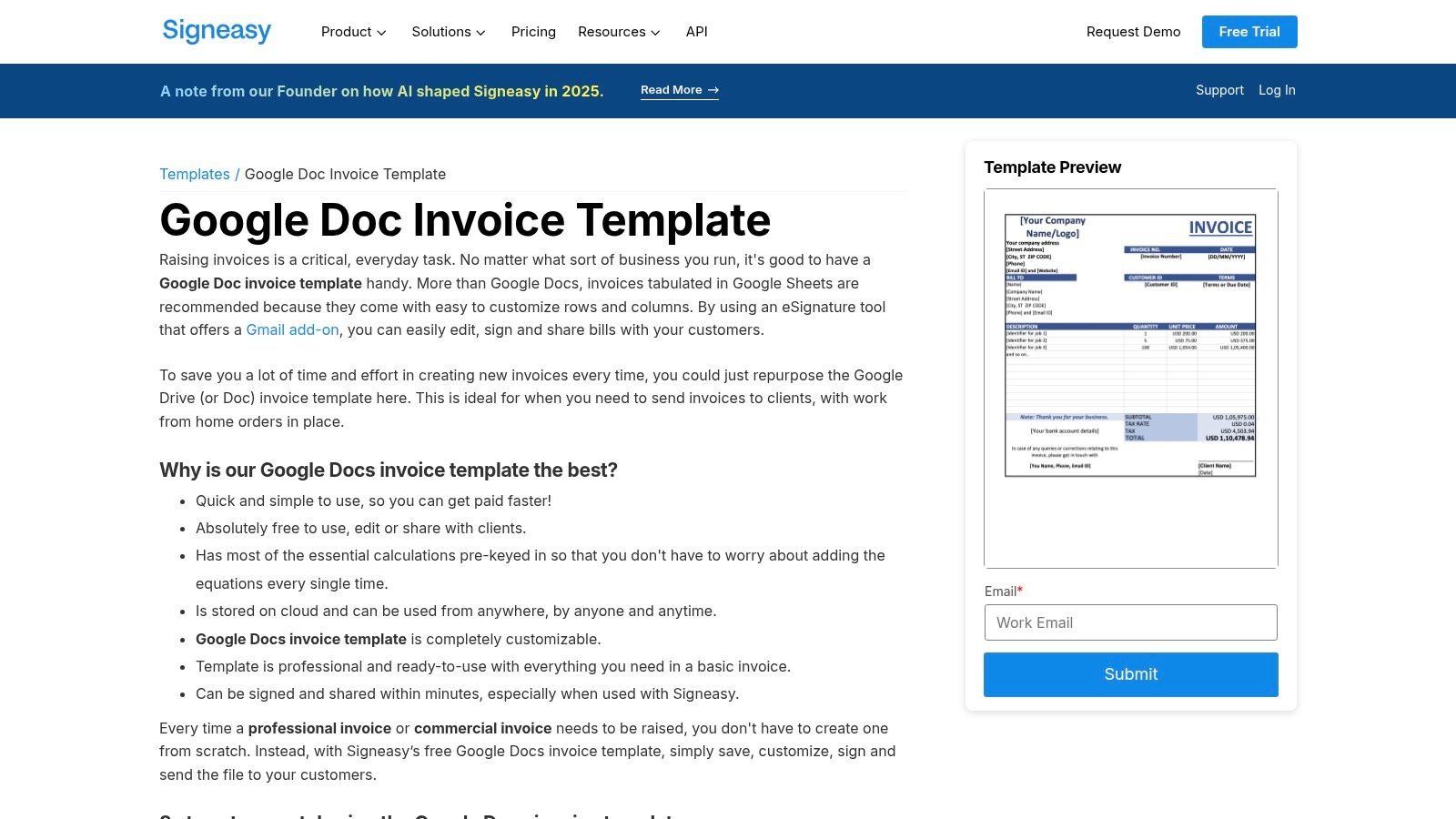 Signeasy – Google Docs Invoice Template